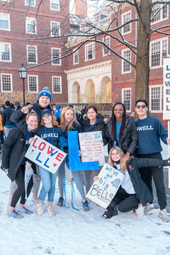 Lowellians gathered in the snow cheering for Housing Day